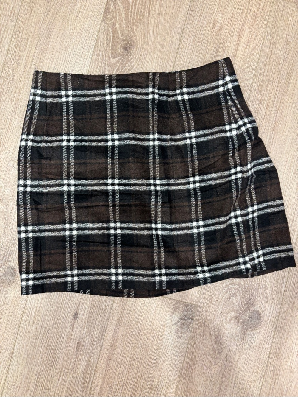 Plaid Mini Skirt in Brown and Black - Women
